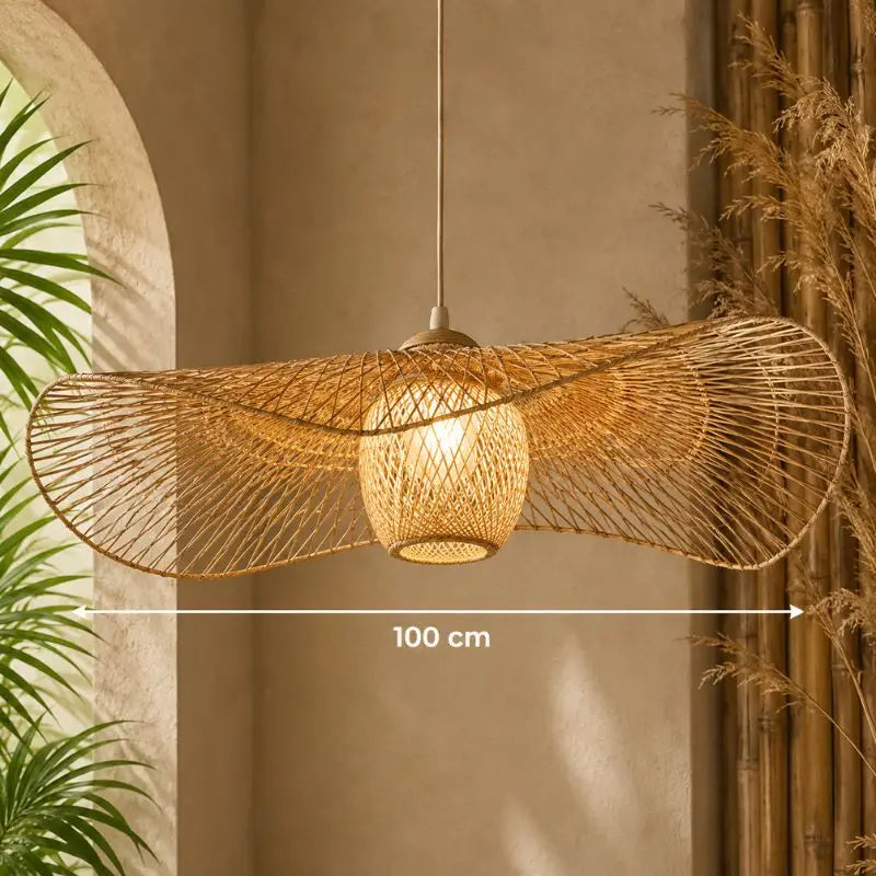 Suspension Chapeau Rotin et Bambou - 100 cm