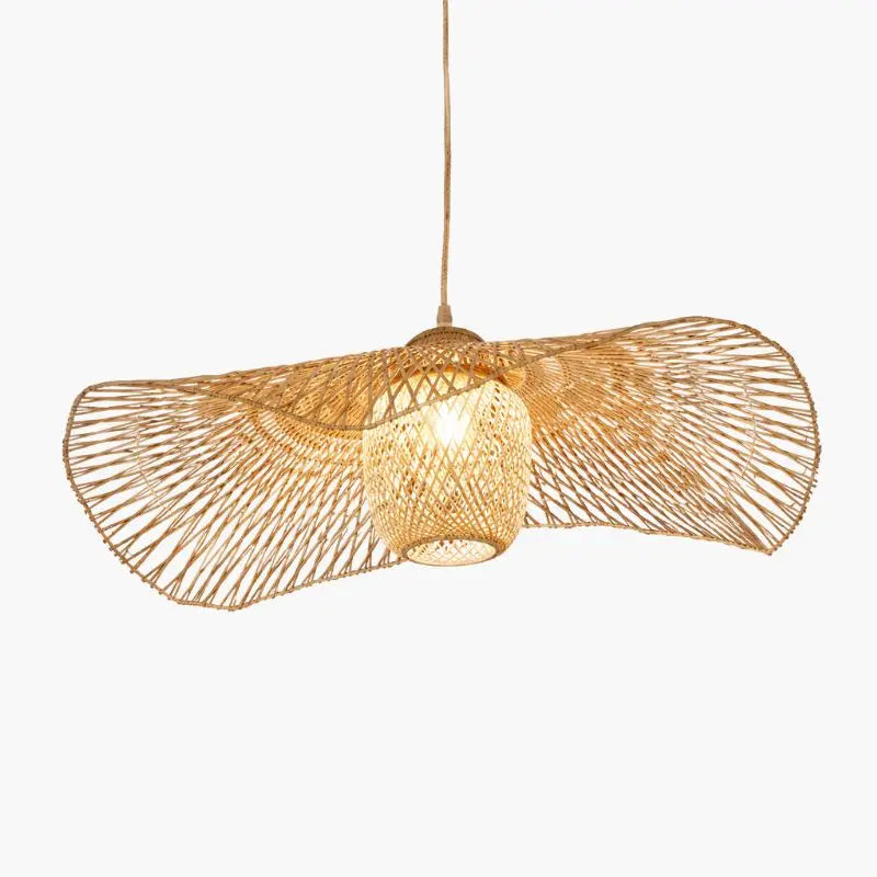 Suspension Chapeau Rotin et Bambou