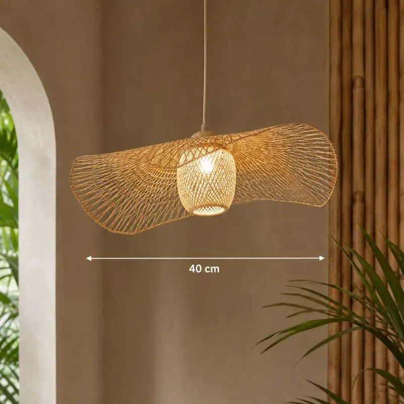 Suspension Chapeau Rotin et Bambou - 40 cm