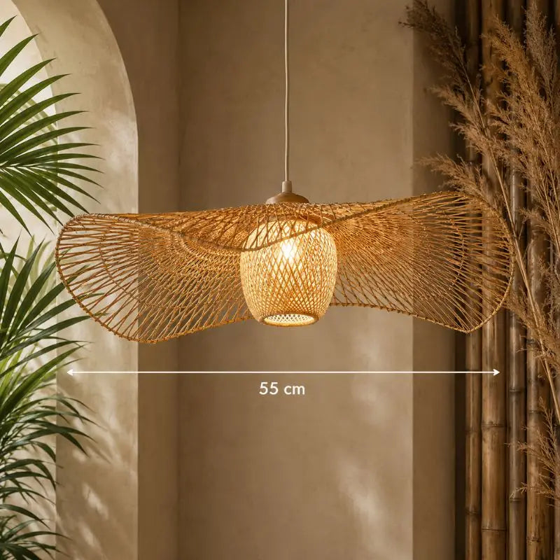 Suspension Chapeau Rotin et Bambou - 55 cm