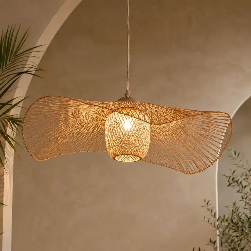Suspension Chapeau Rotin et Bambou