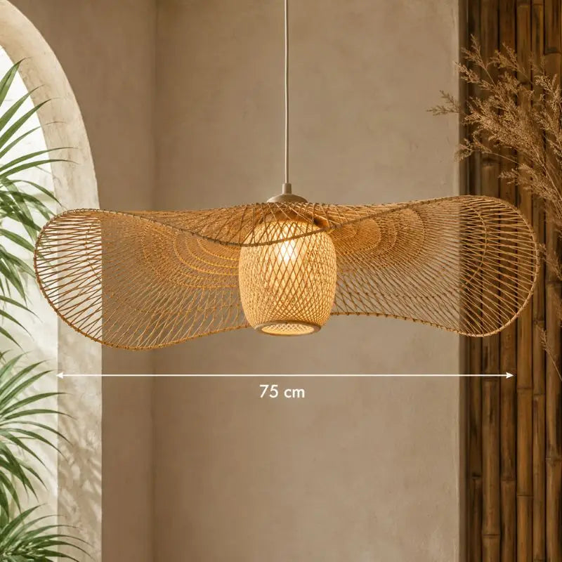 Suspension Chapeau Rotin et Bambou - 75 cm