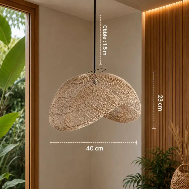 Suspension en Rotin Moderne - 40 x 23 cm