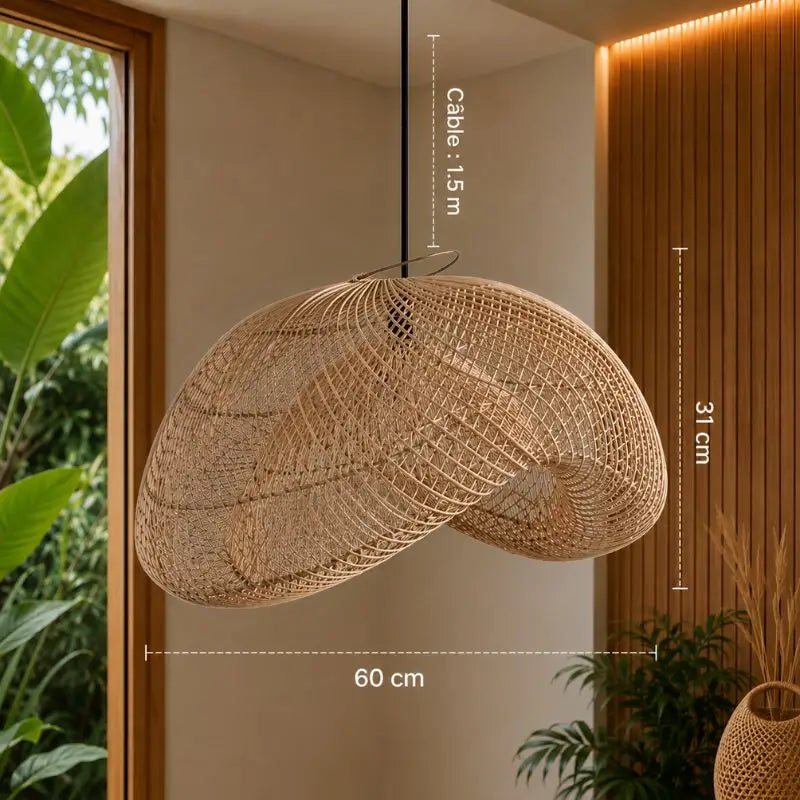 Suspension en Rotin Moderne - 60 x 31 cm