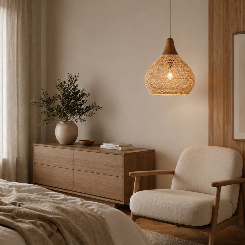 Suspension en Rotin Naturel