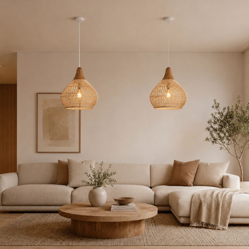 Suspension en Rotin Naturel