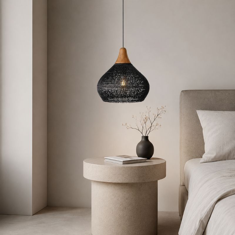 Suspension en Rotin Noir
