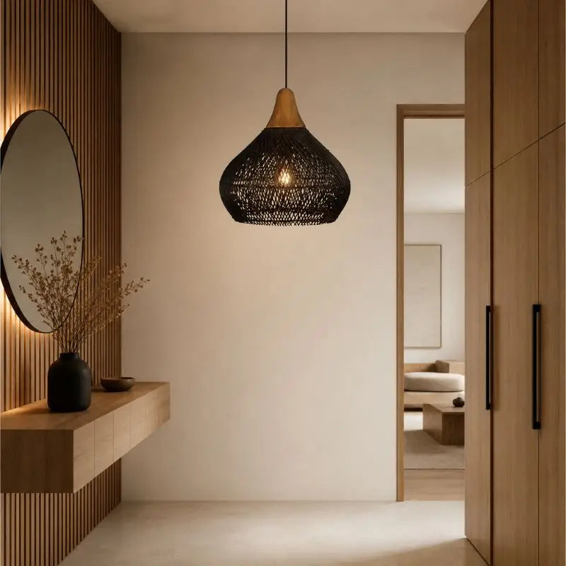 Suspension en Rotin Noir