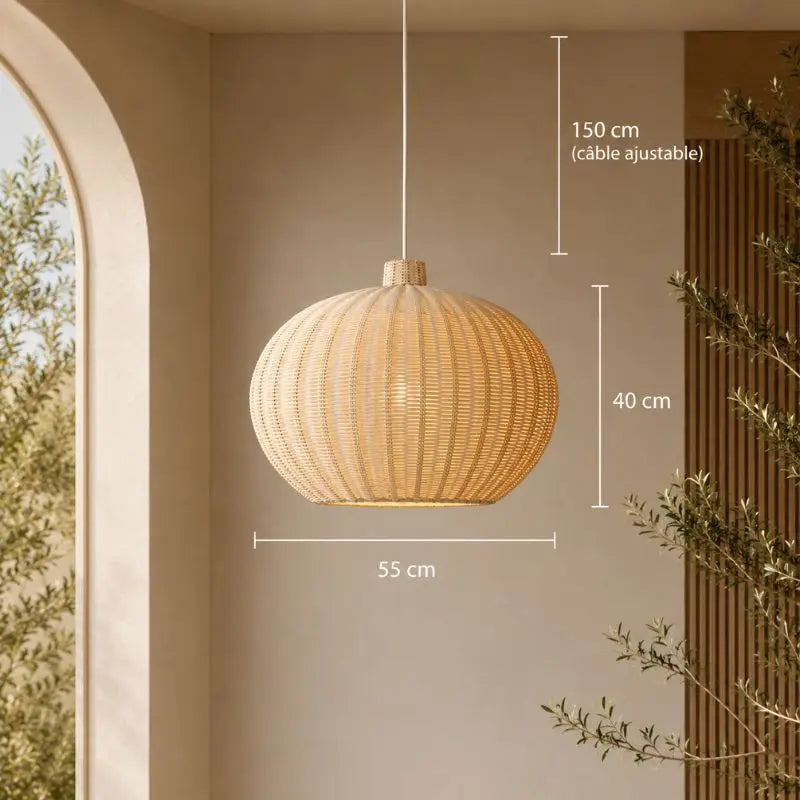 Suspension en Rotin Ovale - 55 x 40 cm