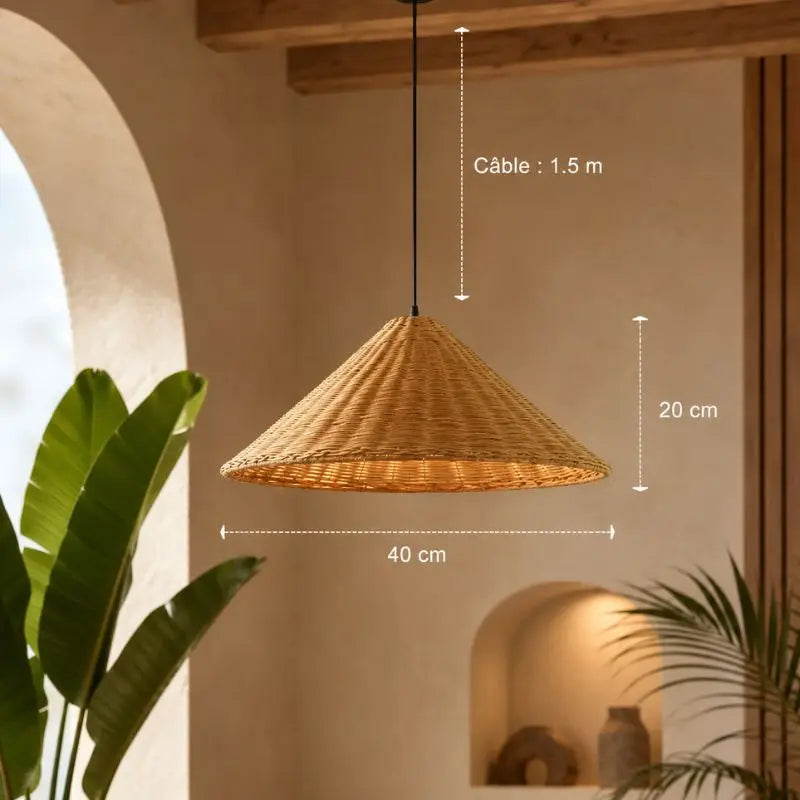Suspension en Triangle Rotin - 40 x 20 cm