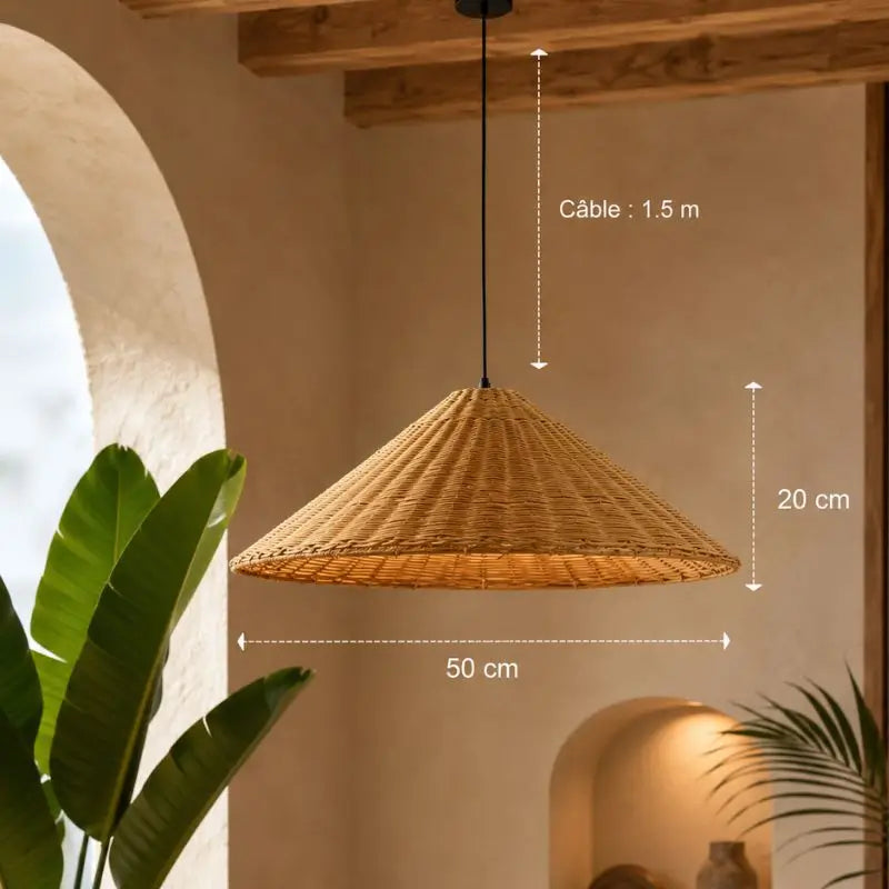 Suspension en Triangle Rotin - 50 x 20 cm