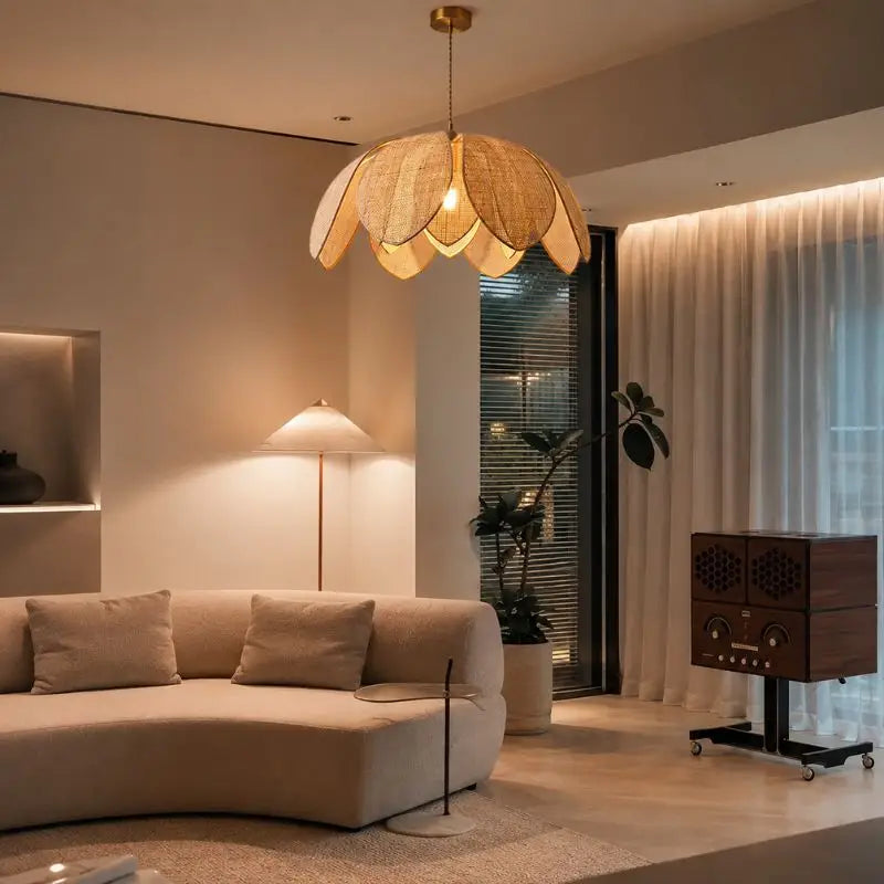 Suspension Fleur en Rotin