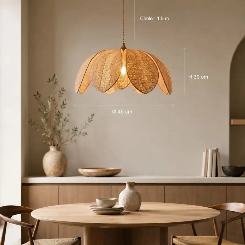 Suspension Fleur en Rotin - 45 cm