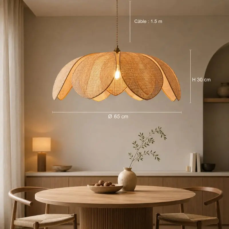 Suspension Fleur en Rotin - 65 cm