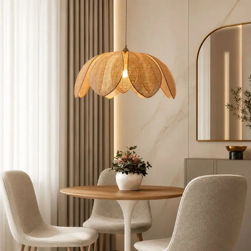 Suspension Fleur en Rotin