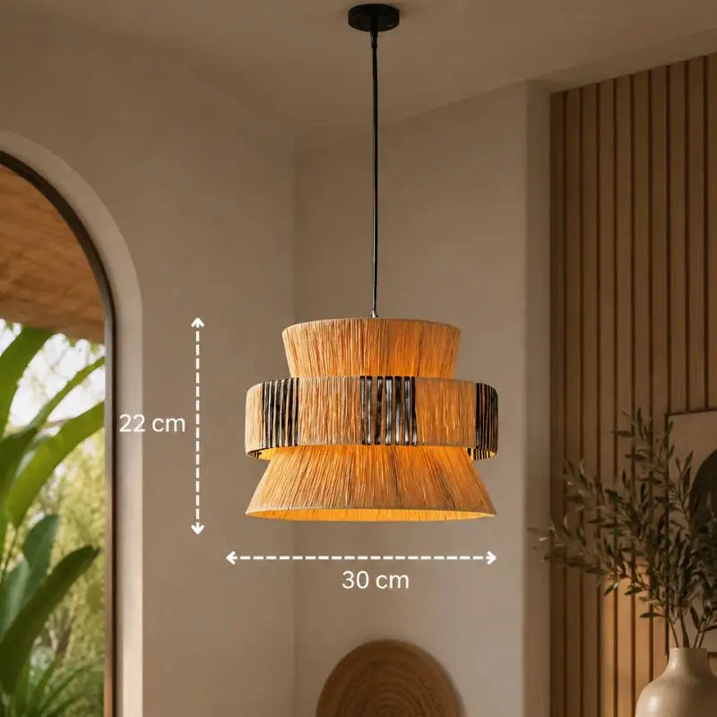 Suspension Rotin Double Volume - 30 x 22 cm