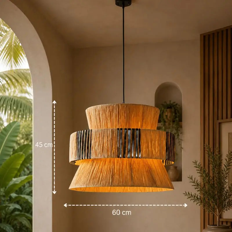 Suspension Rotin Double Volume - 60 x 45 cm