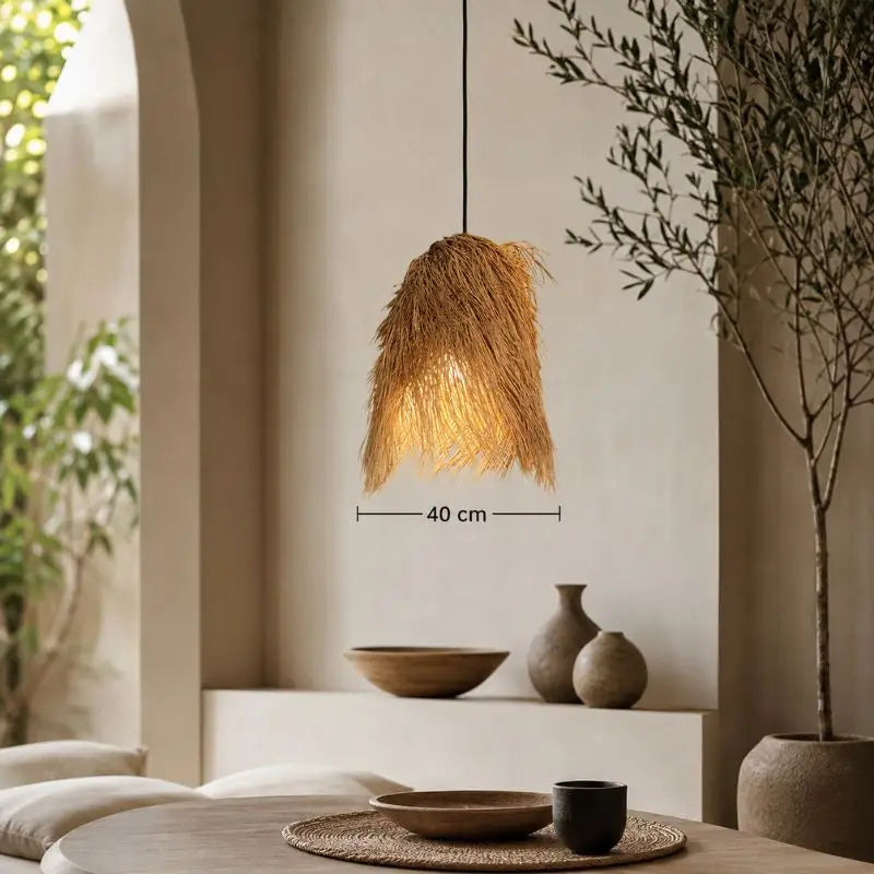 Suspension Rotin en Fibres Naturelles Effilées - 40 cm
