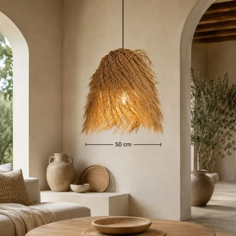 Suspension Rotin en Fibres Naturelles Effilées - 50 cm