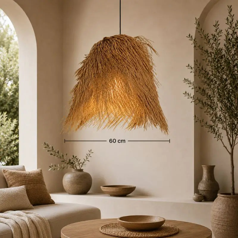 Suspension Rotin en Fibres Naturelles Effilées - 60 cm
