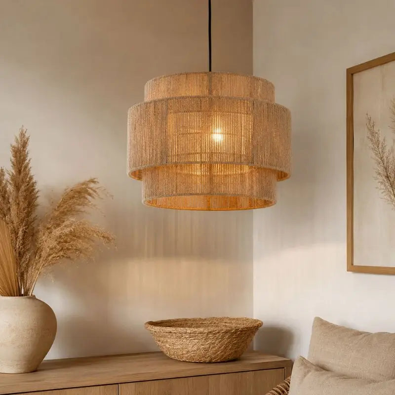 Suspension Rotin et Bambou Vintage