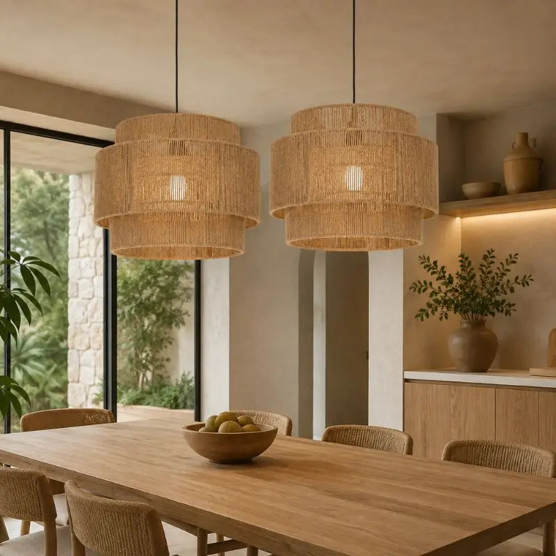 Suspension Rotin et Bambou Vintage