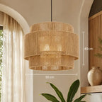 Suspension Rotin et Bambou Vintage - 55 x 40 cm