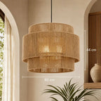 Suspension Rotin et Bambou Vintage - 60 x 44 cm