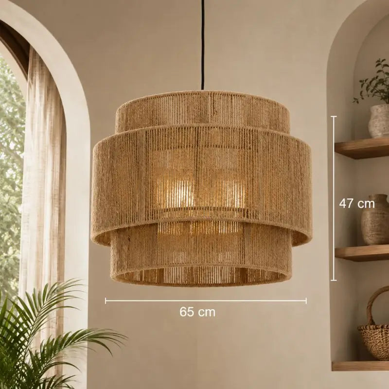 Suspension Rotin et Bambou Vintage - 65 x 47 cm
