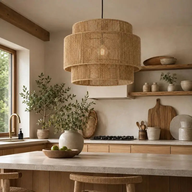 Suspension Rotin et Bambou Vintage