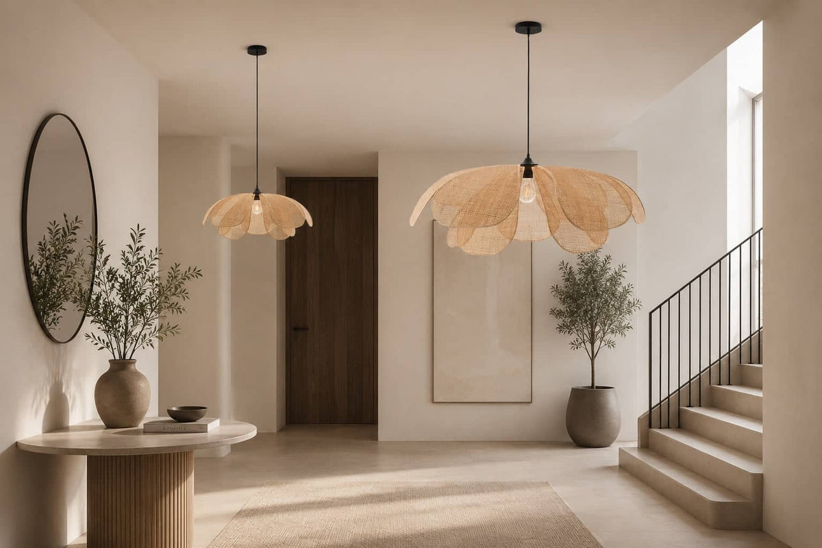Suspension Rotin Fleur
