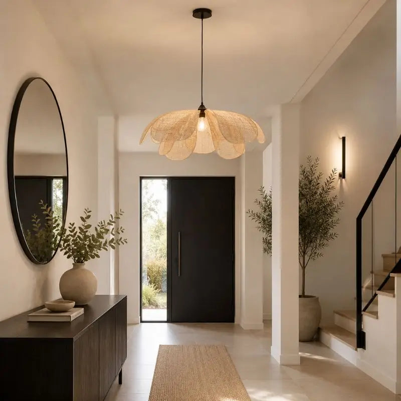 Suspension Rotin Fleur