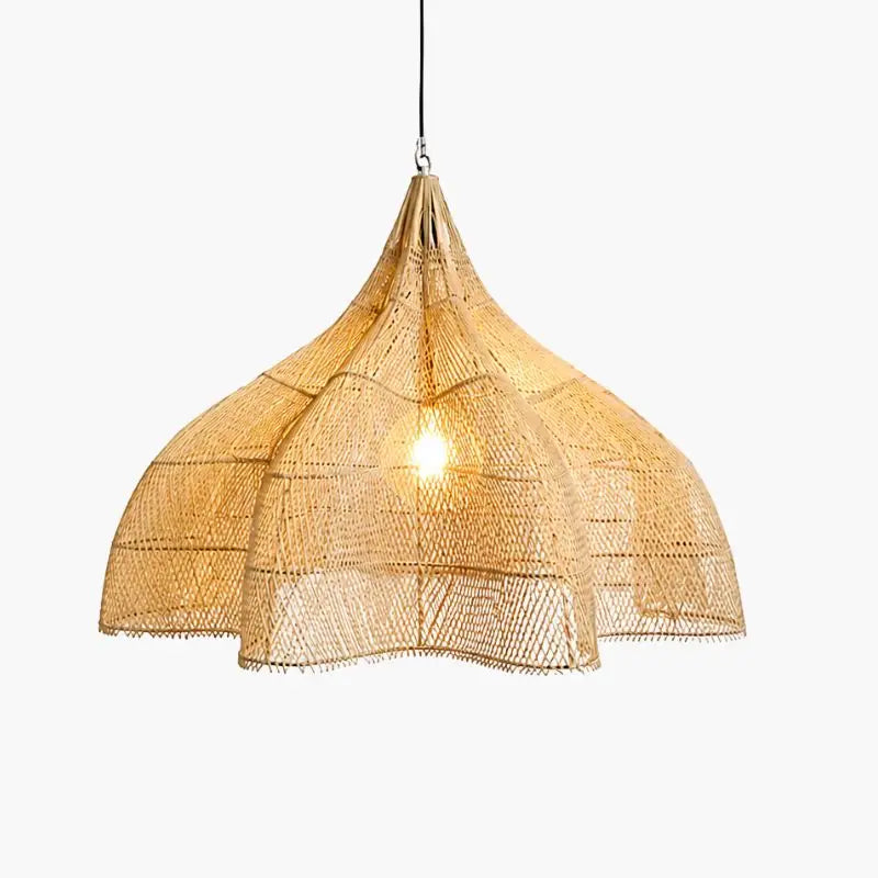 Suspension Rotin Forme Cloche