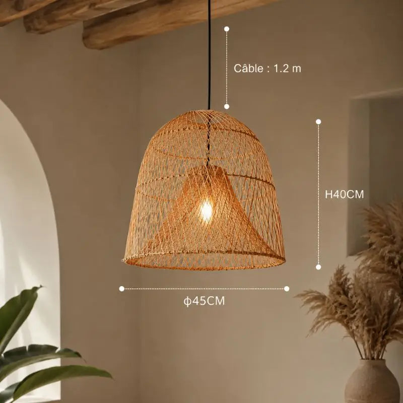 Suspension Rotin Forme Lanterne - 45 x 40 cm