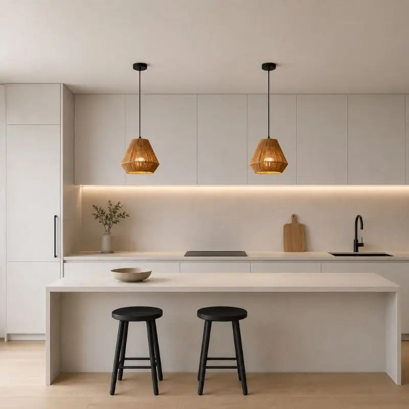 Suspension Rotin Îlot Cuisine