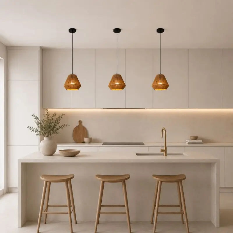 Suspension Rotin Îlot Cuisine
