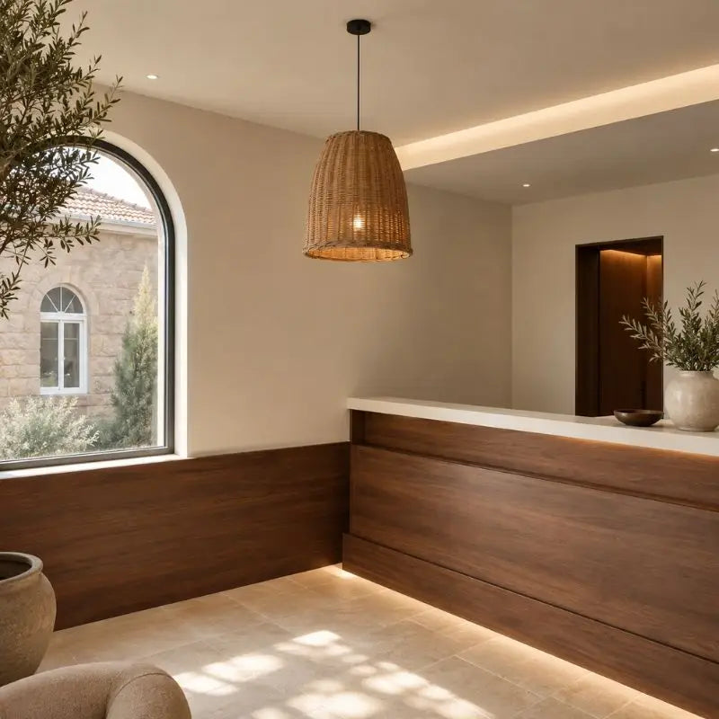 Suspension Rotin Salon