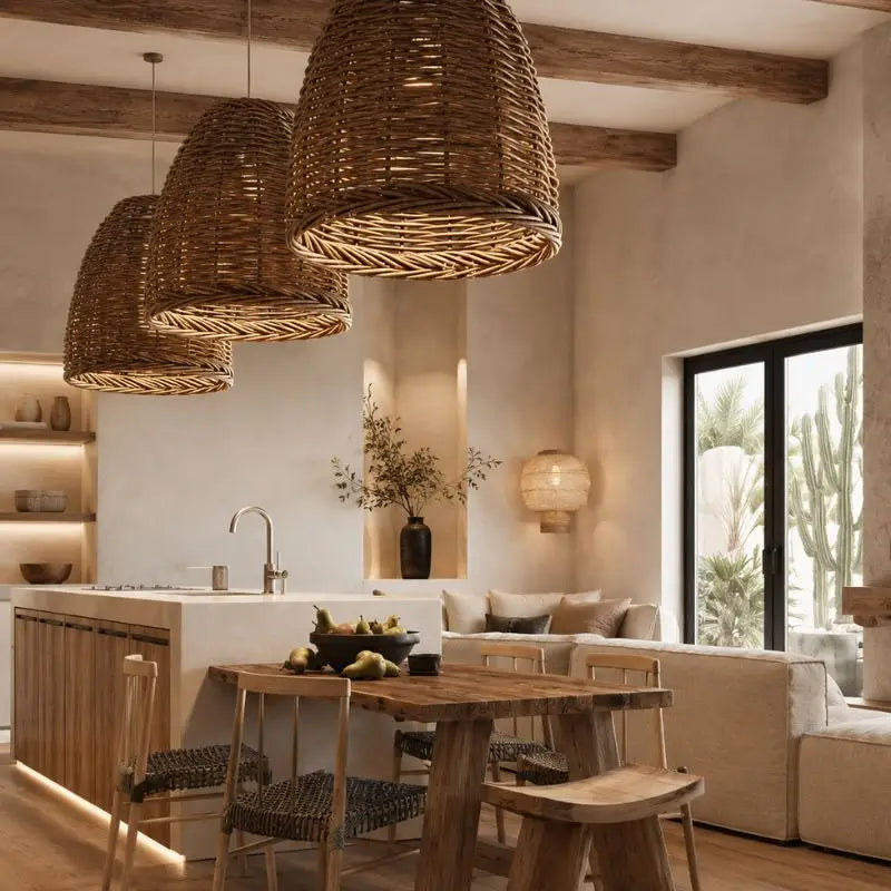 Suspension Rotin Salon
