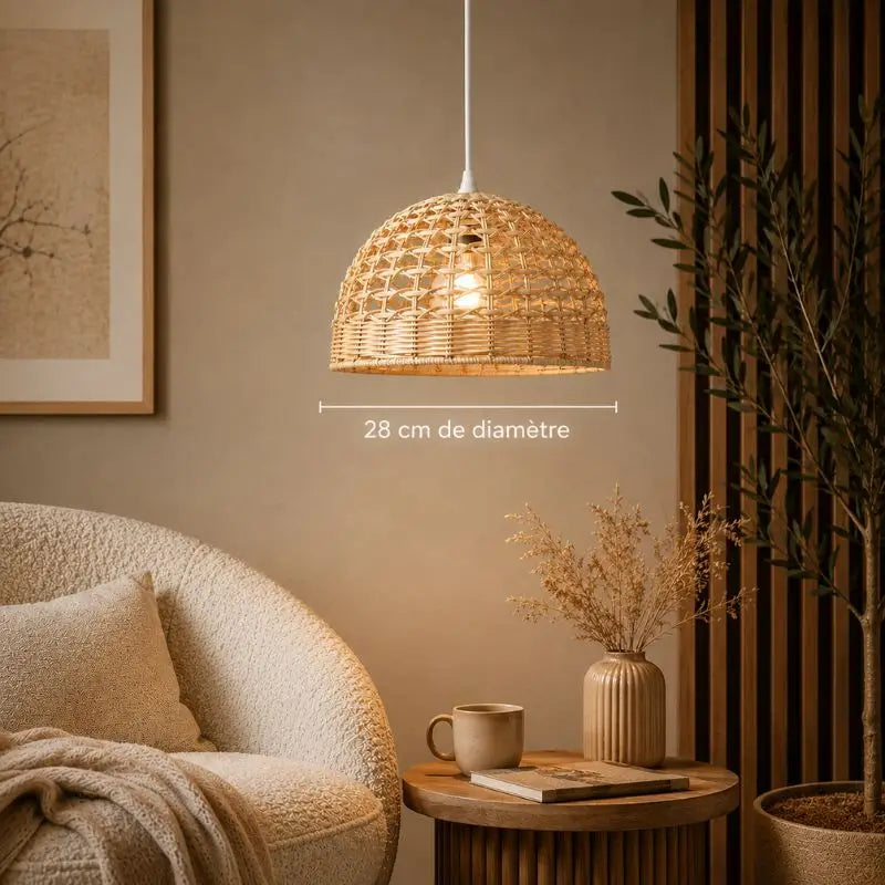 Suspension Rotin Tissée - 28 cm
