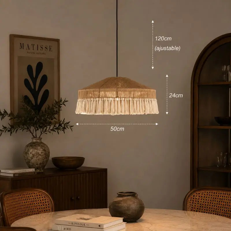 Suspension Rotin Vintage - 50 x 24 cm