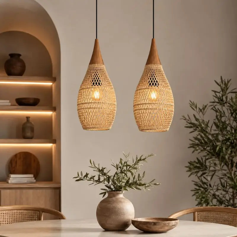 Suspension Tissée en Rotin