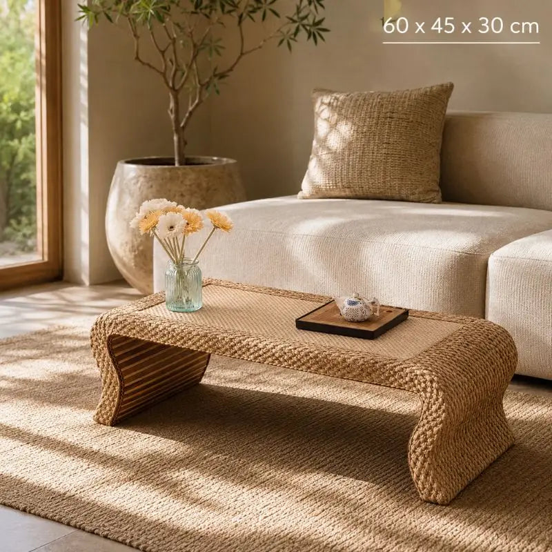 Table Basse à Thé en Rotin - 60 x 45 x 30 cm