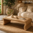 Table Basse à Thé en Rotin - 80 x 50 x 38 cm