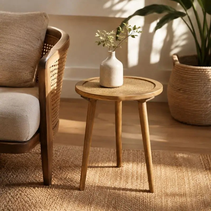 Table Basse d’Appoint en Rotin - 45 x 52 cm