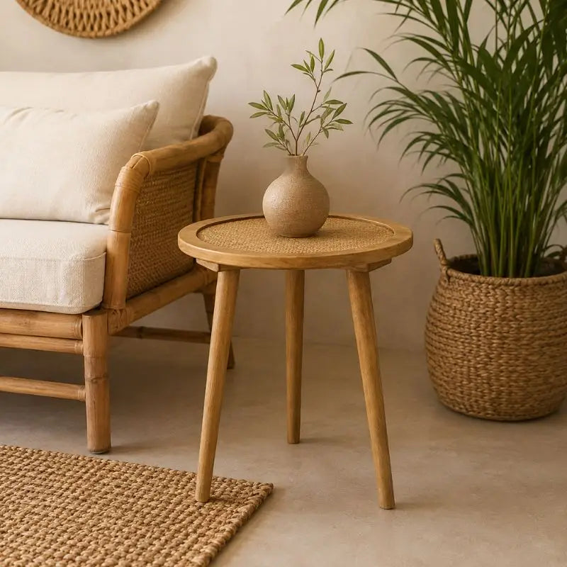 Table Basse d’Appoint en Rotin - 45 x 52 cm