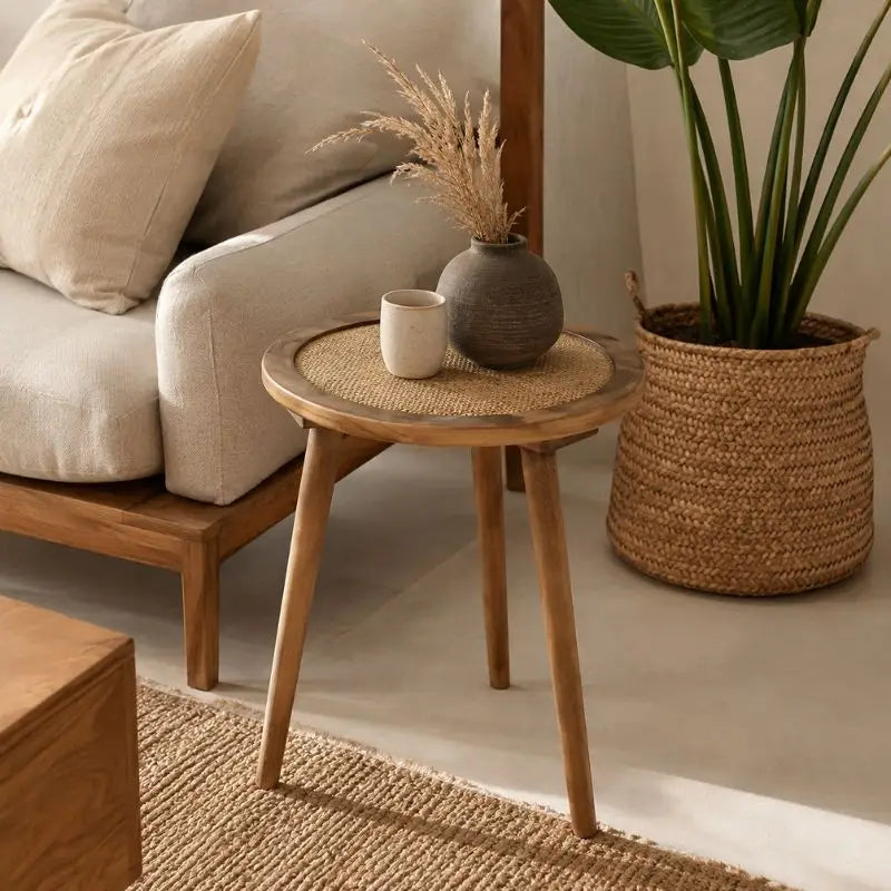 Table Basse d’Appoint en Rotin - 45 x 52 cm
