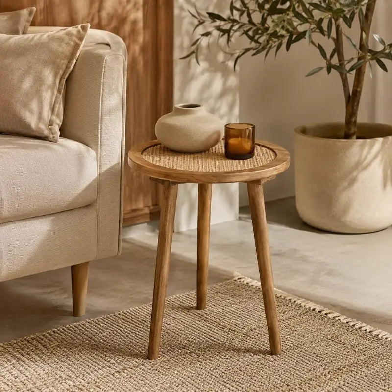Table Basse d’Appoint en Rotin - 45 x 52 cm