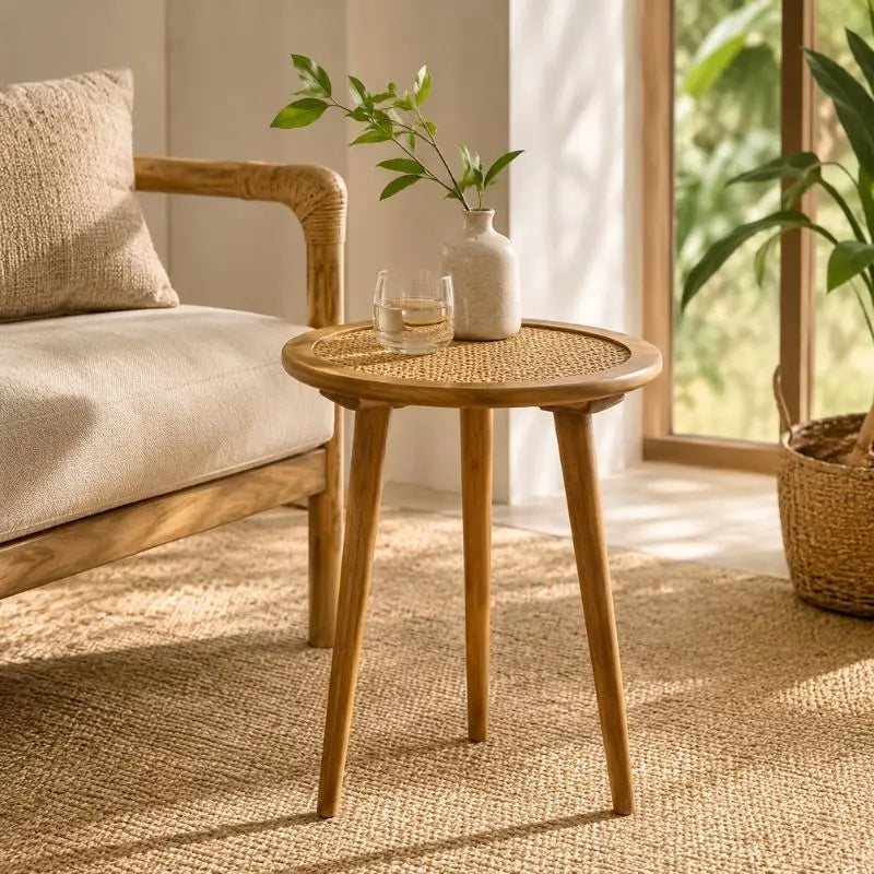 Table Basse d’Appoint en Rotin - 45 x 52 cm
