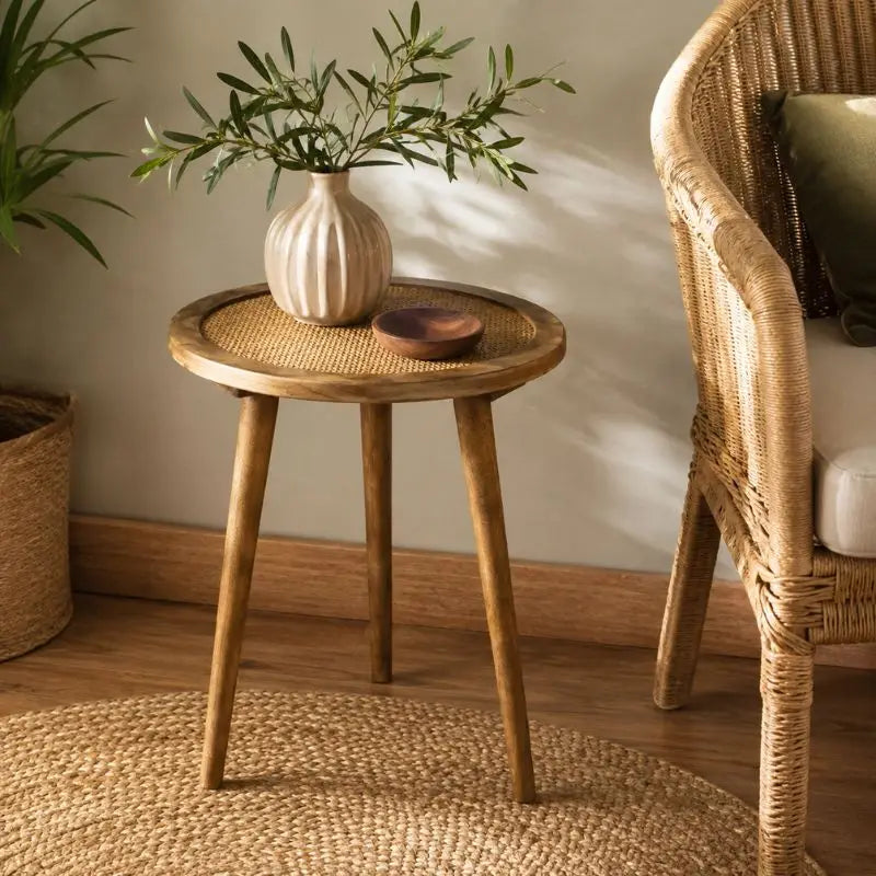 Table Basse d’Appoint en Rotin - 45 x 52 cm