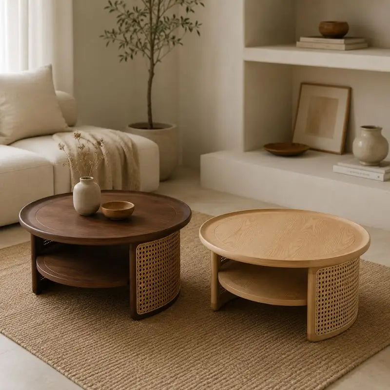 Table Basse de Salon en Rotin